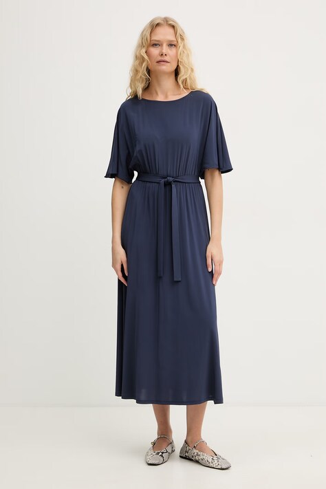 Weekend Max Mara sukienka z wiskozą DIVO granatowa gładka 2615621062600