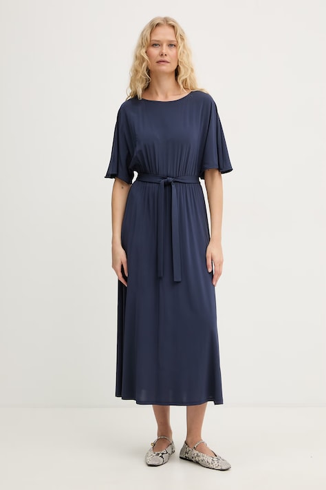 Weekend Max Mara sukienka z wiskozą DIVO granatowa gładka 2615621062600