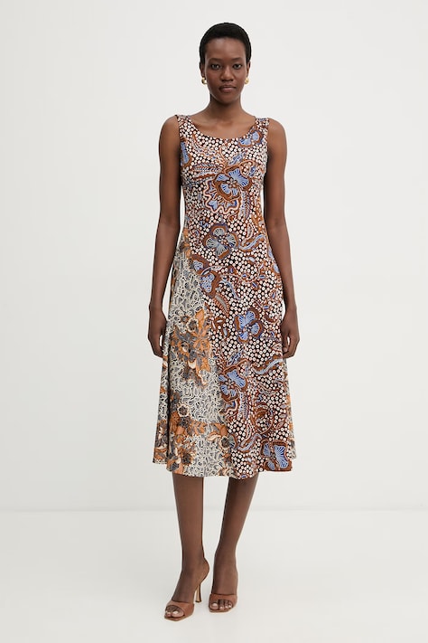 Weekend Max Mara sukienka rozkloszowana bawełniana PAUSA brązowa 2615621082600