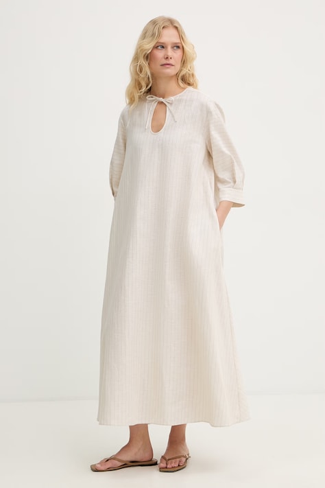 MM by Max Mara letné šaty s ľanom MEMO béžové 2616221048600