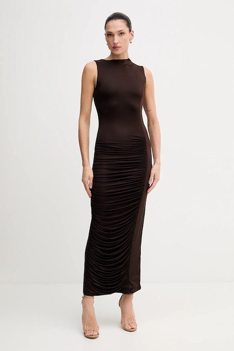 Rotate rochie culoarea maro, maxi, mulată, 1149652910