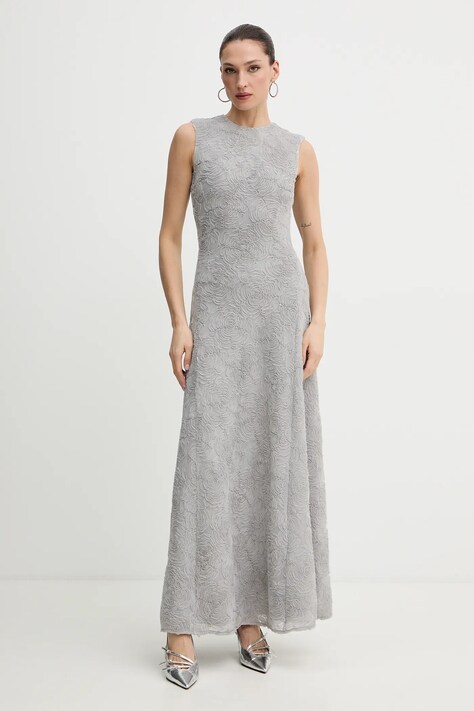 Rotate sukienka kolor szary maxi rozkloszowana 1152281210