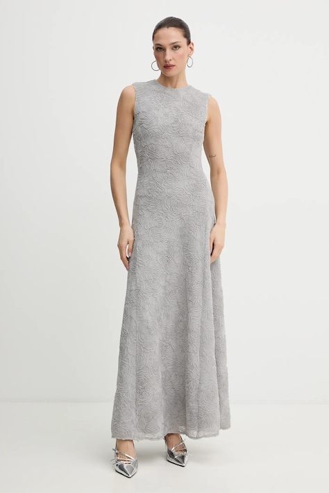 Rotate sukienka kolor szary maxi rozkloszowana 1152281210