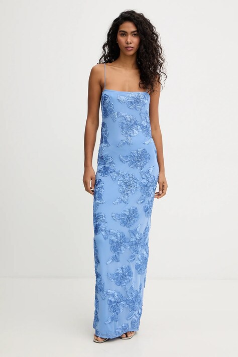 Rotate sukienka kolor niebieski maxi dopasowana 1160091321