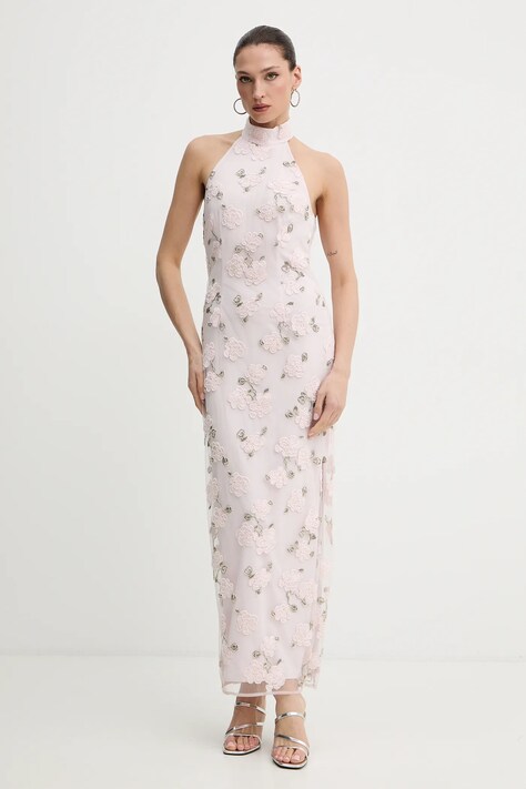 Rotate sukienka kolor różowy maxi prosta 1136743077