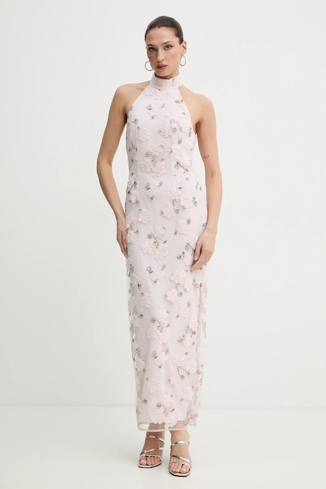 Rotate sukienka kolor różowy maxi prosta 1136743077