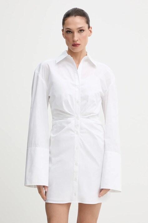 Rotate sukienka bawełniana kolor biały mini dopasowana 115162400