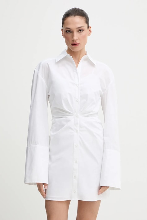 Rotate sukienka bawełniana kolor biały mini dopasowana 115162400