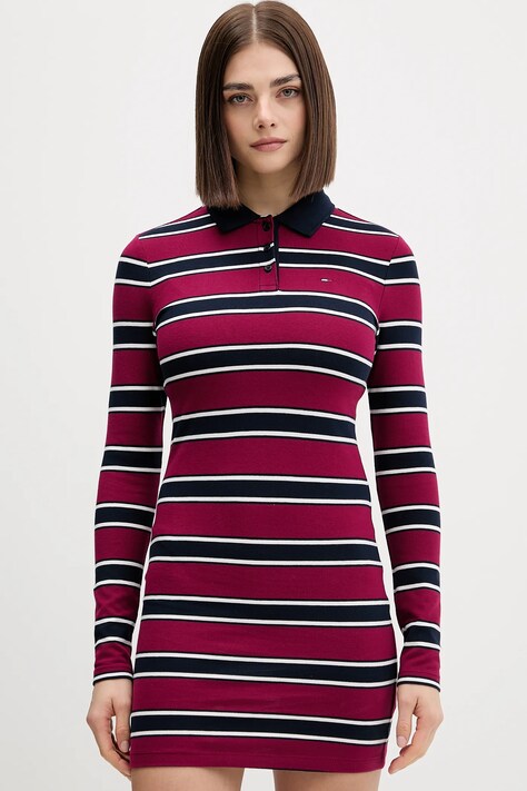 Tommy Jeans sukienka kolor bordowy mini dopasowana DW0DW21901