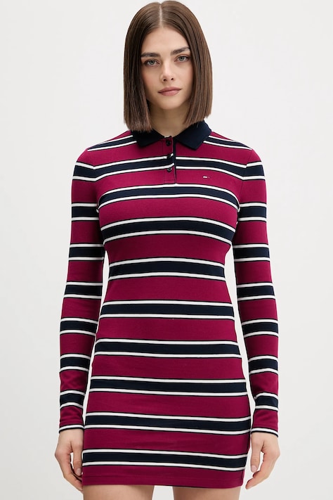 Tommy Jeans sukienka kolor bordowy mini dopasowana DW0DW21901