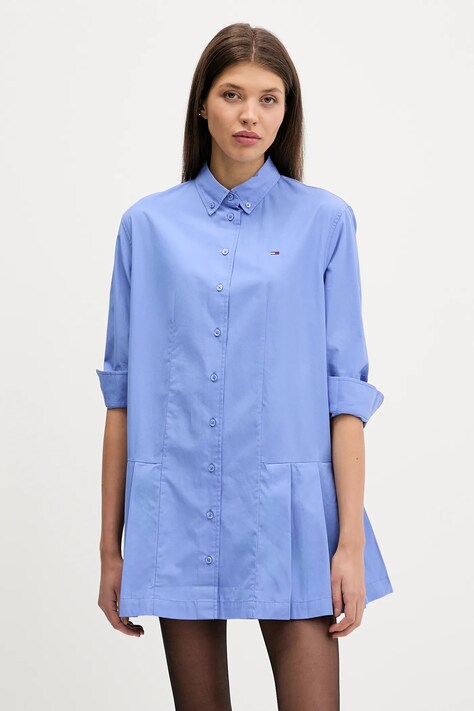 Tommy Jeans sukienka bawełniana kolor niebieski mini oversize DW0DW21947