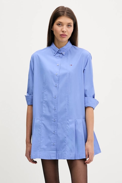 Tommy Jeans sukienka bawełniana kolor niebieski mini oversize DW0DW21947