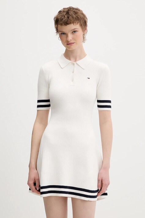 Tommy Jeans sukienka kolor beżowy mini rozkloszowana DW0DW22106