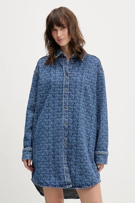 Traper haljina Tommy Jeans boja: plava, mini, oversize, DW0DW22492