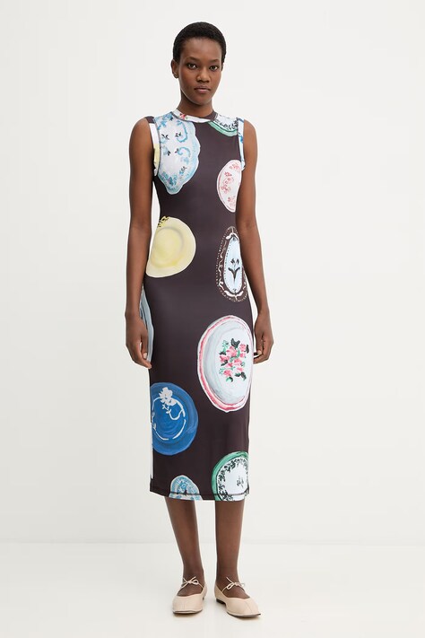 Stine Goya sukienka kolor brązowy midi dopasowana SG-SS26-D104-2244