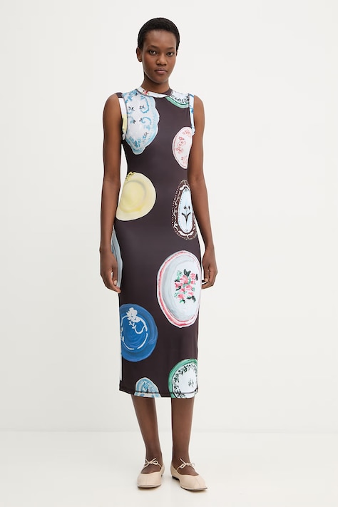 Stine Goya sukienka kolor brązowy midi dopasowana SG-SS26-D104-2244