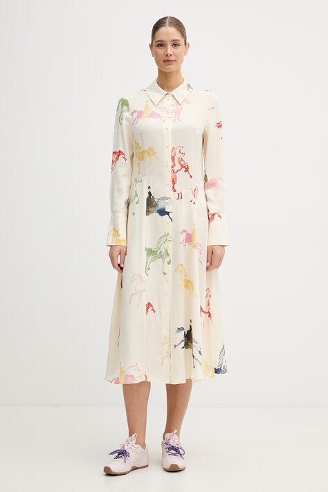 Stine Goya sukienka letnia z wiskozy beżowa SG-SS26-D179-2263