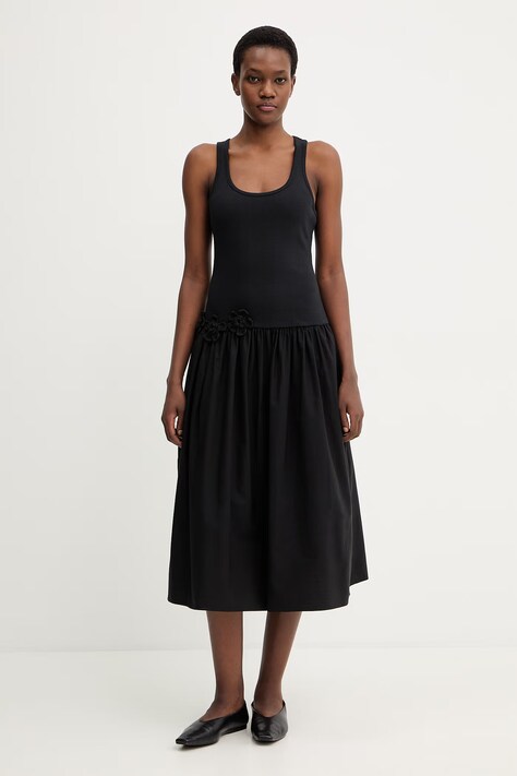 Stine Goya sukienka kolor czarny midi rozkloszowana SG-SS26-D220-2385