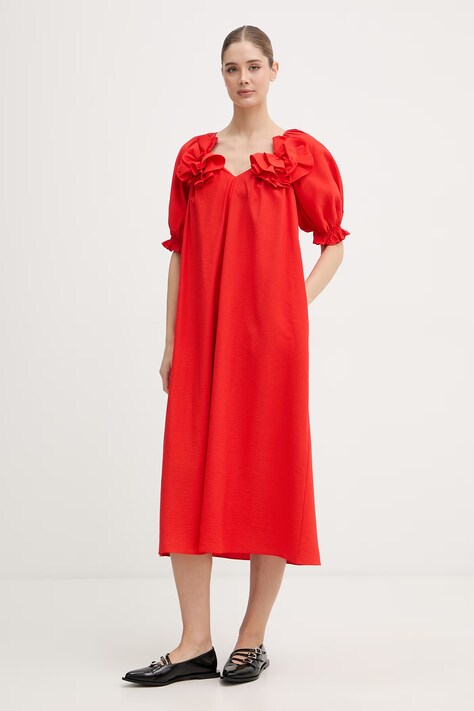 Stine Goya sukienka czerwona gładka SG-SS26-D266-2507