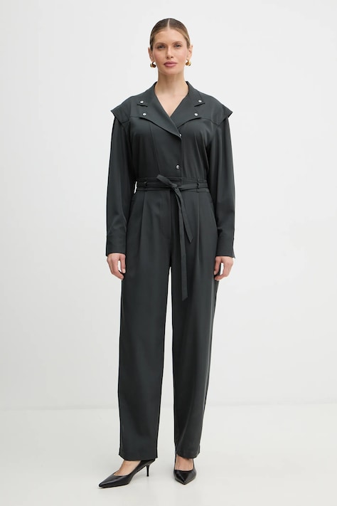 Overal BOSS Orange C Darima šedá farba, v výstrih, 50552355