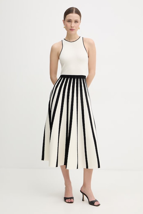 BOSS sukienka Falendula kolor beżowy midi rozkloszowana 50553253