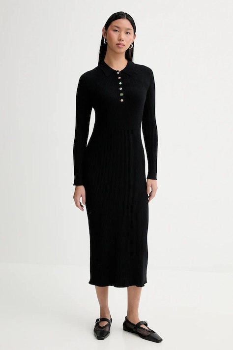 PS Paul Smith rochie cu lână culoarea negru, midi, mulata, W2R-798N-V31406