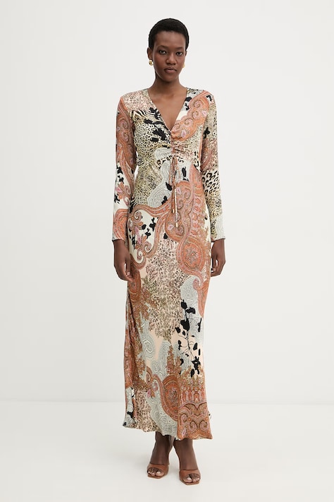 Marciano by Guess sukienka z wiskozy GWENDA brązowa G6GK12 W1780