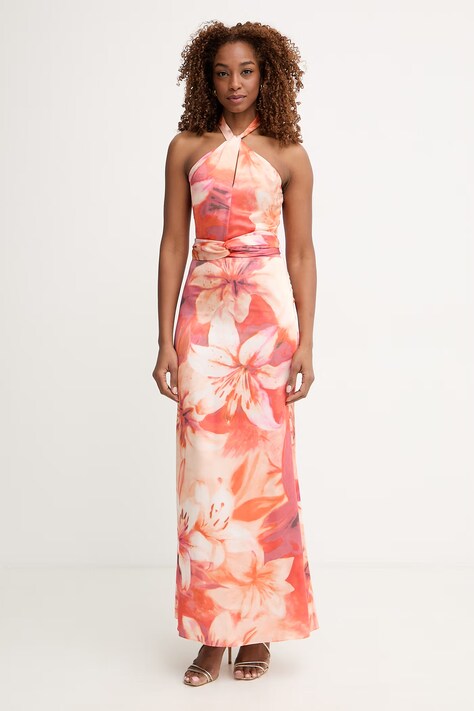 Marciano by Guess šaty ESTELA oranžové s kvetmi G6GK27 W1868