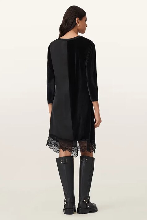 AllSaints sukienka welurowa kolor czarny mini prosta W211DD