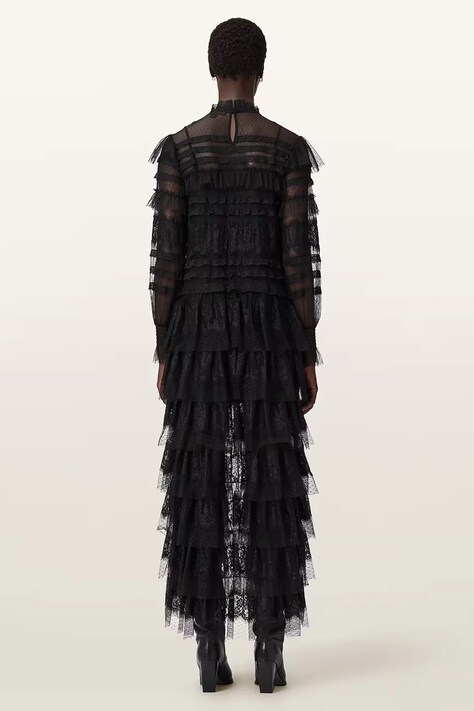 AllSaints sukienka kolor czarny maxi prosta W182DD