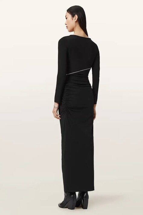 AllSaints sukienka kolor czarny maxi dopasowana W210DD