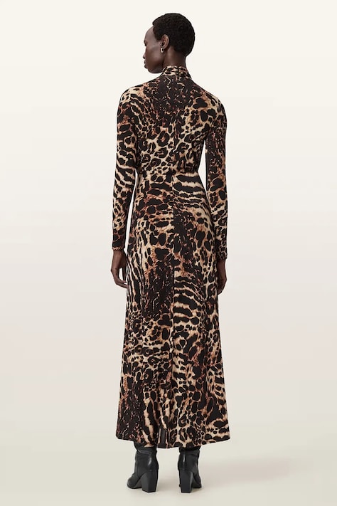 Платье AllSaints цвет коричневый maxi расклешённое W206DD