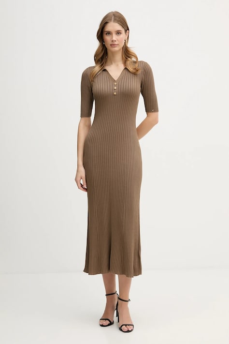 Tommy Hilfiger sukienka kolor zielony maxi dopasowana WW0WW48447