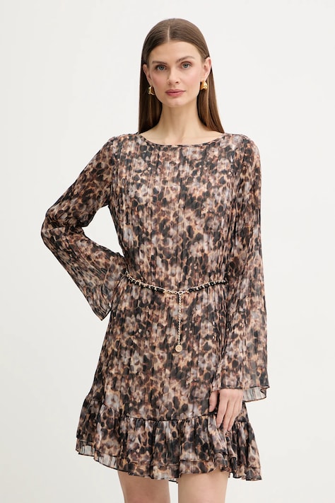 Сукня Guess ILENIA колір коричневий mini розкльошена W6RK37 WJ712