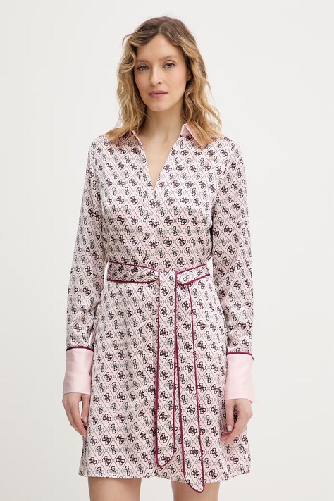 Guess sukienka BLERTA kolor różowy mini rozkloszowana W6RK90 WF1T2