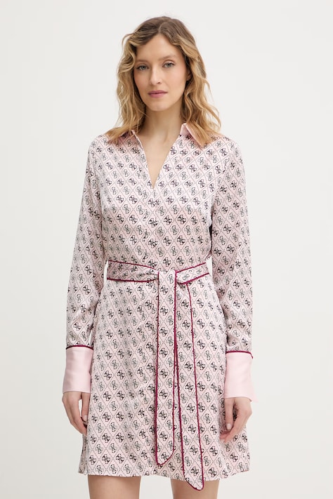 Guess sukienka BLERTA kolor różowy mini rozkloszowana W6RK90 WF1T2