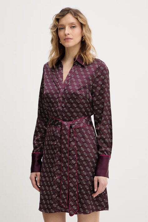 Guess sukienka BLERTA kolor fioletowy mini rozkloszowana W6RK90 WF1T2