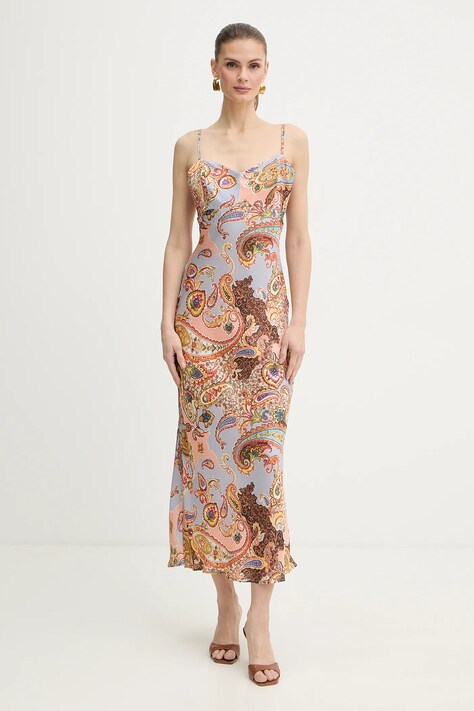 Guess sukienka TULLIA kolor pomarańczowy maxi rozkloszowana W6PK1D WU330