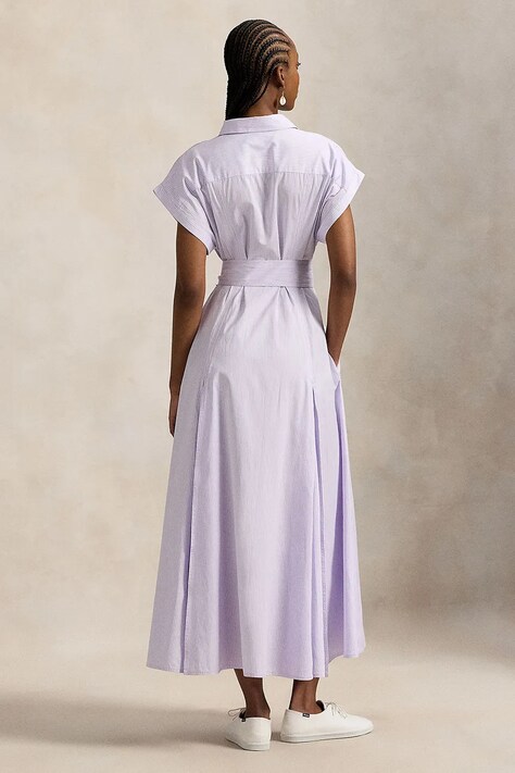 Polo Ralph Lauren sukienka bawełniana kolor fioletowy midi rozkloszowana 211A96363