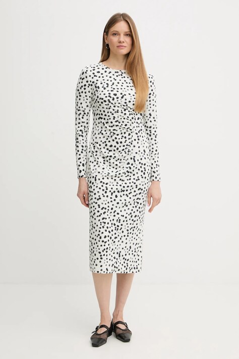 Calvin Klein sukienka kolor beżowy midi dopasowana LV044E212G