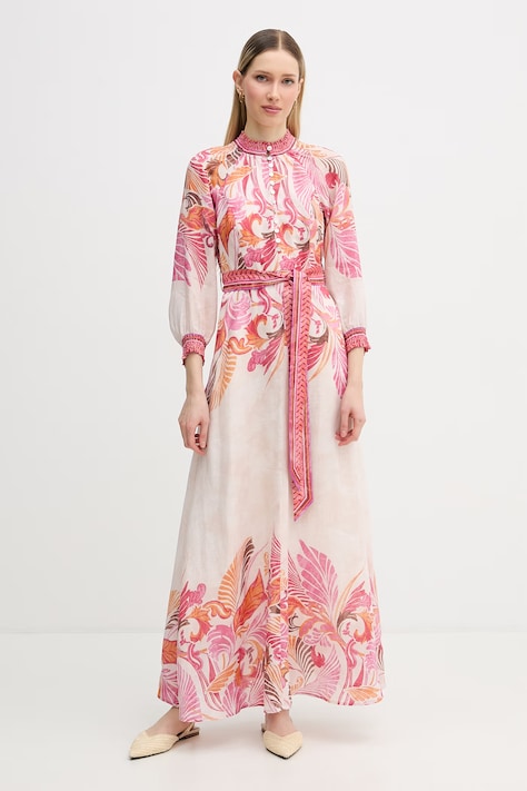 Hale Bob sukienka letnia lniana Belize różowa w kwiaty 5ZDT632M