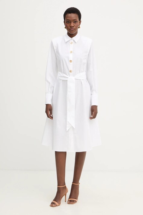Karl Lagerfeld sukienka bawełniana kolor biały midi oversize B1W13026