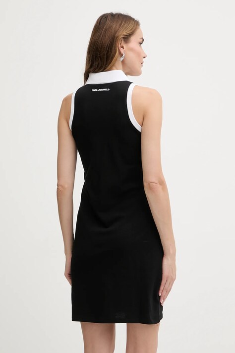 Karl Lagerfeld sukienka bawełniana IKON kolor czarny mini prosta B1W13032