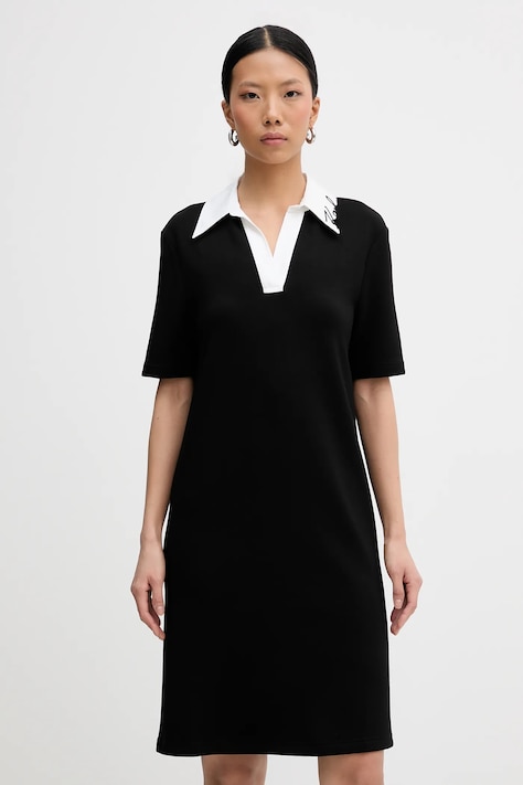 Karl Lagerfeld sukienka SIGNATURE kolor czarny mini prosta B1W13029