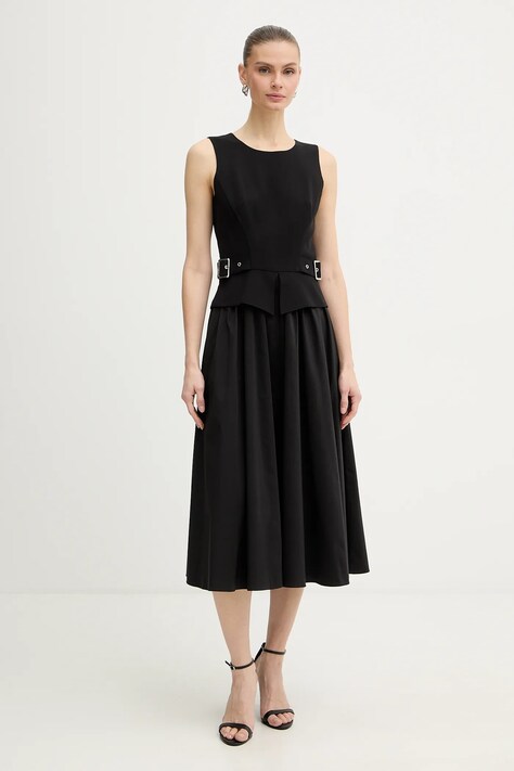 Karl Lagerfeld sukienka kolor czarny midi rozkloszowana B1W13023