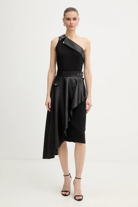 Karl Lagerfeld sukienka kolor czarny midi rozkloszowana B1W13002