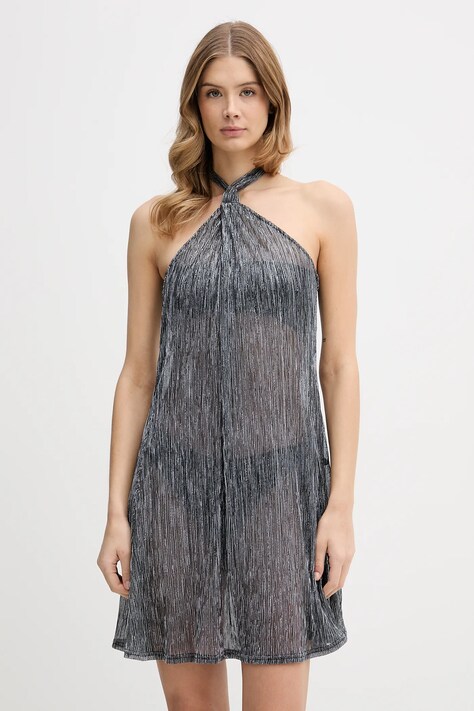 Karl Lagerfeld sukienka plażowa SIGNATURE kolor srebrny B1W46018