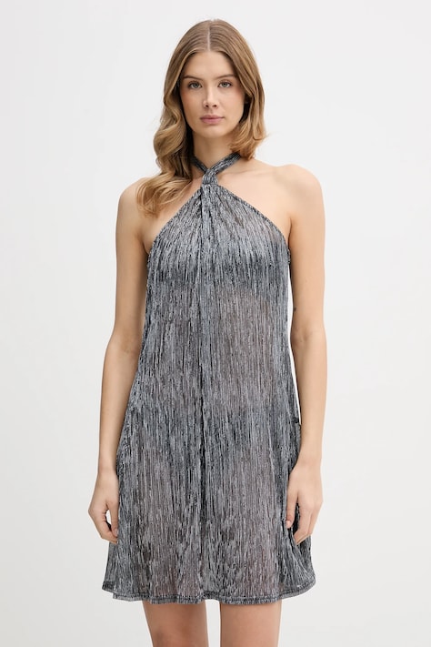 Karl Lagerfeld sukienka plażowa SIGNATURE kolor srebrny B1W46018