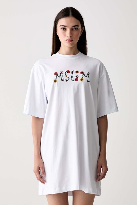 MSGM haljina od pamuka bijela bez uzorka 4041MDA82N.267002