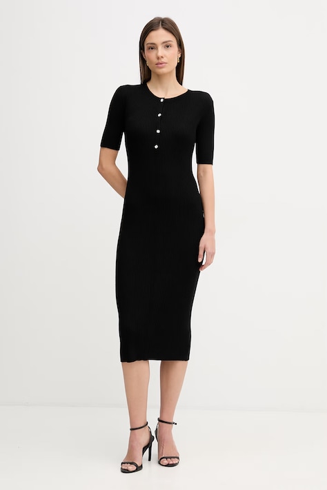 Dkny sukienka kolor czarny midi dopasowana DJ6R0948